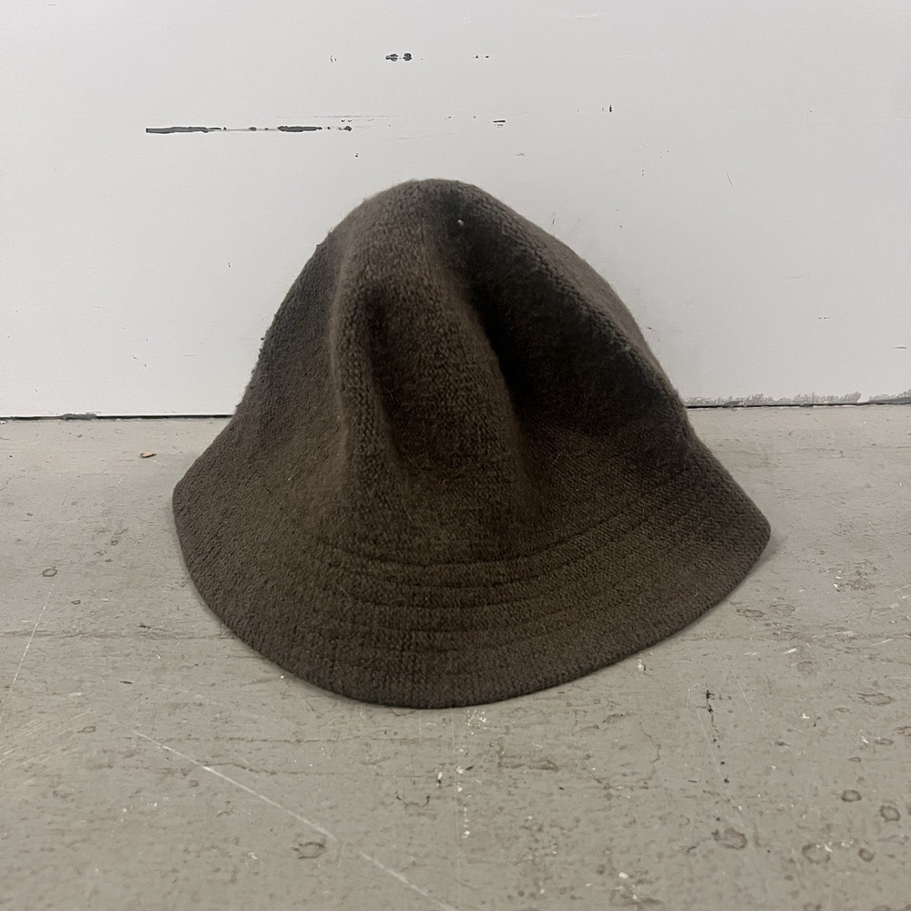 Vintage Army Green Fleece Bucket Hat Size 16 Wool Rabbit Hair Blend Outdoor